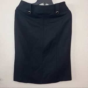 Ann Taylor 2 Black Pencil Skirt W/ Accents